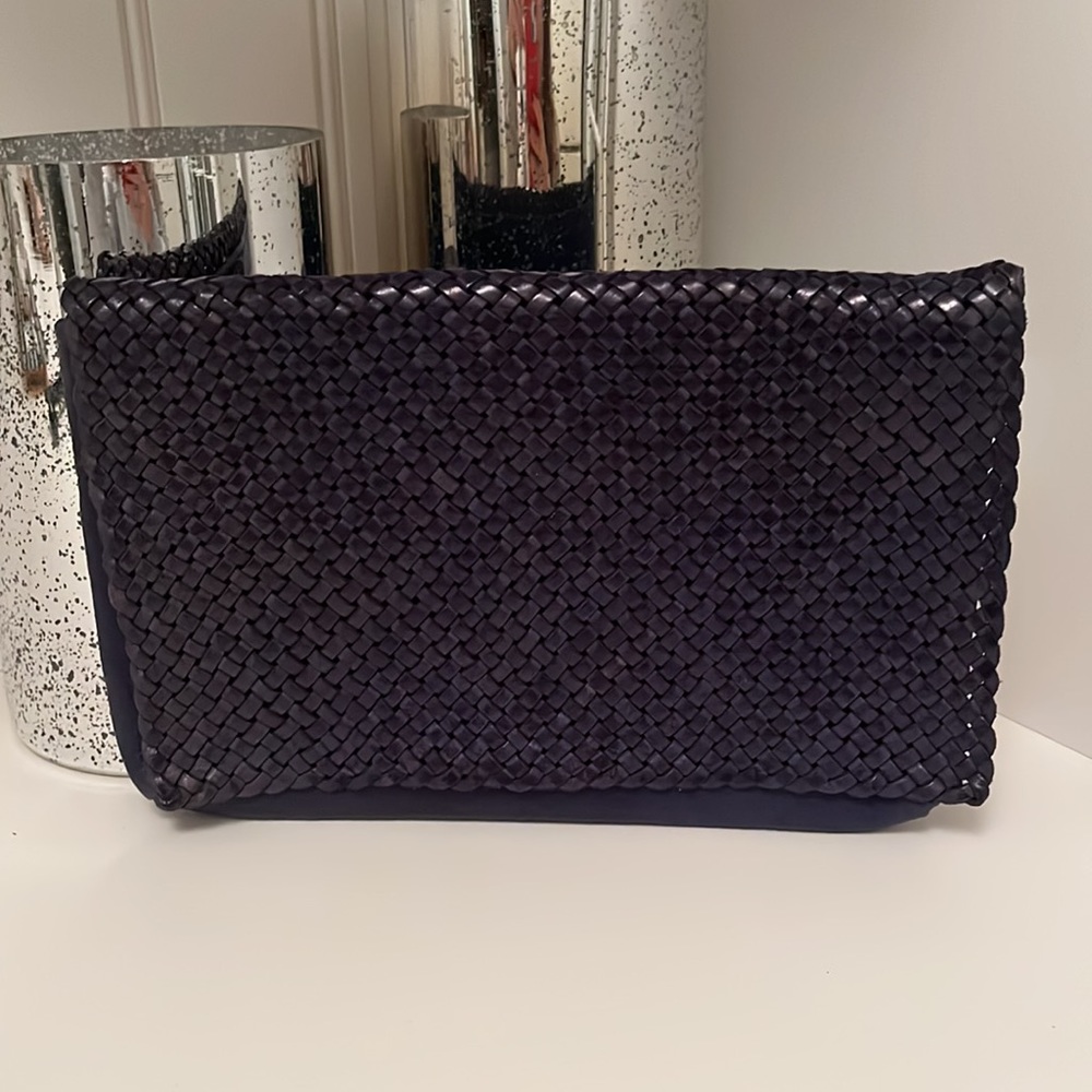 Motif 56 blue leather clutch